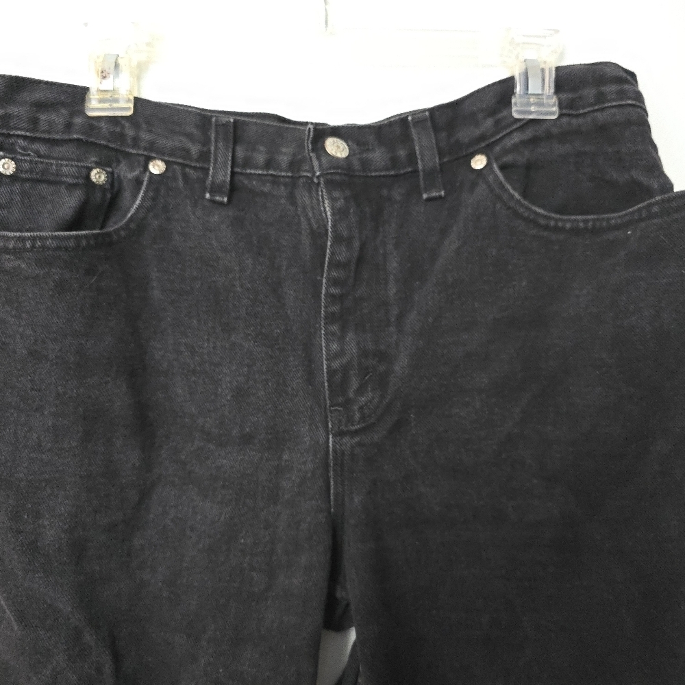 Vintage Y2K Jeans Women's Size 14 Tall Faded Glory Black Denim Mom Made In USA - Picture 2 of 9